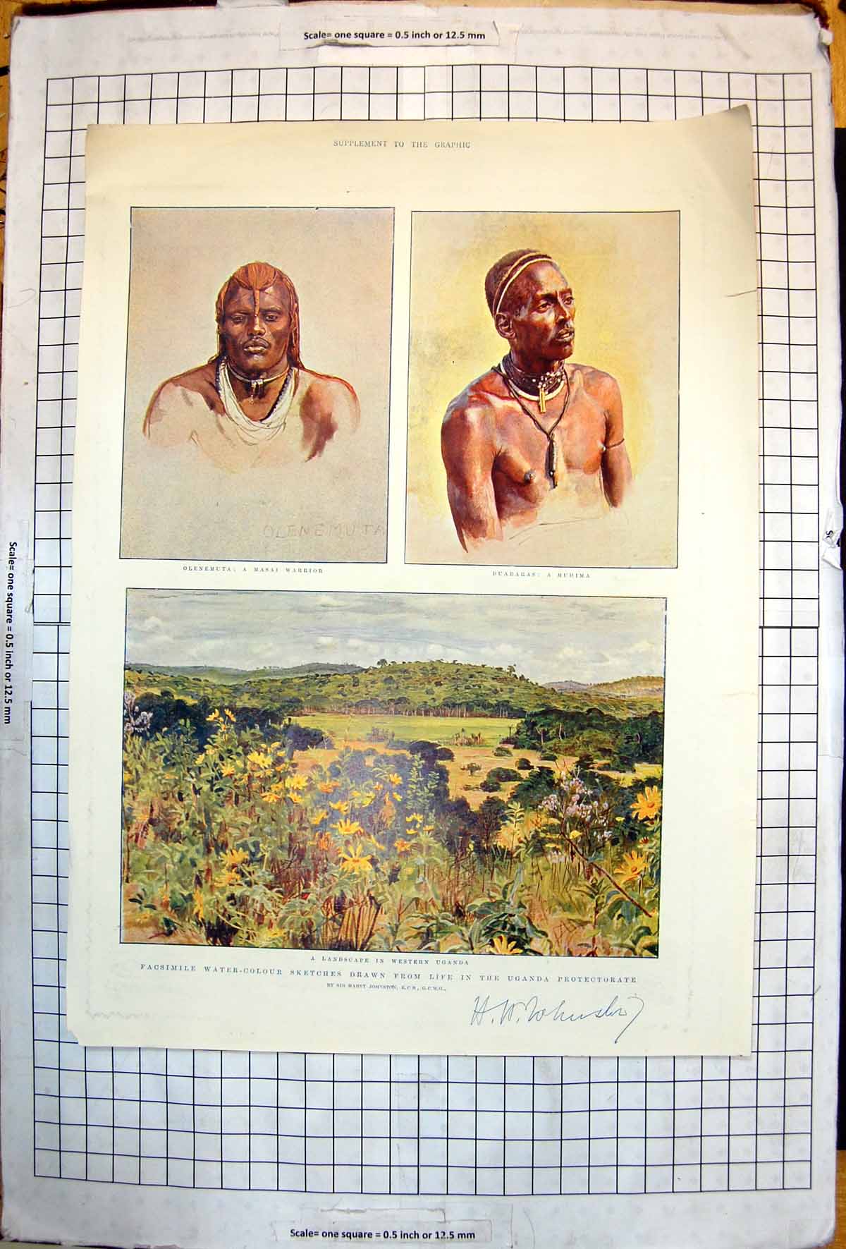 Antique Old Print Western Uganda Olenemuta Masai Warrior Duabaras Muhima 1906