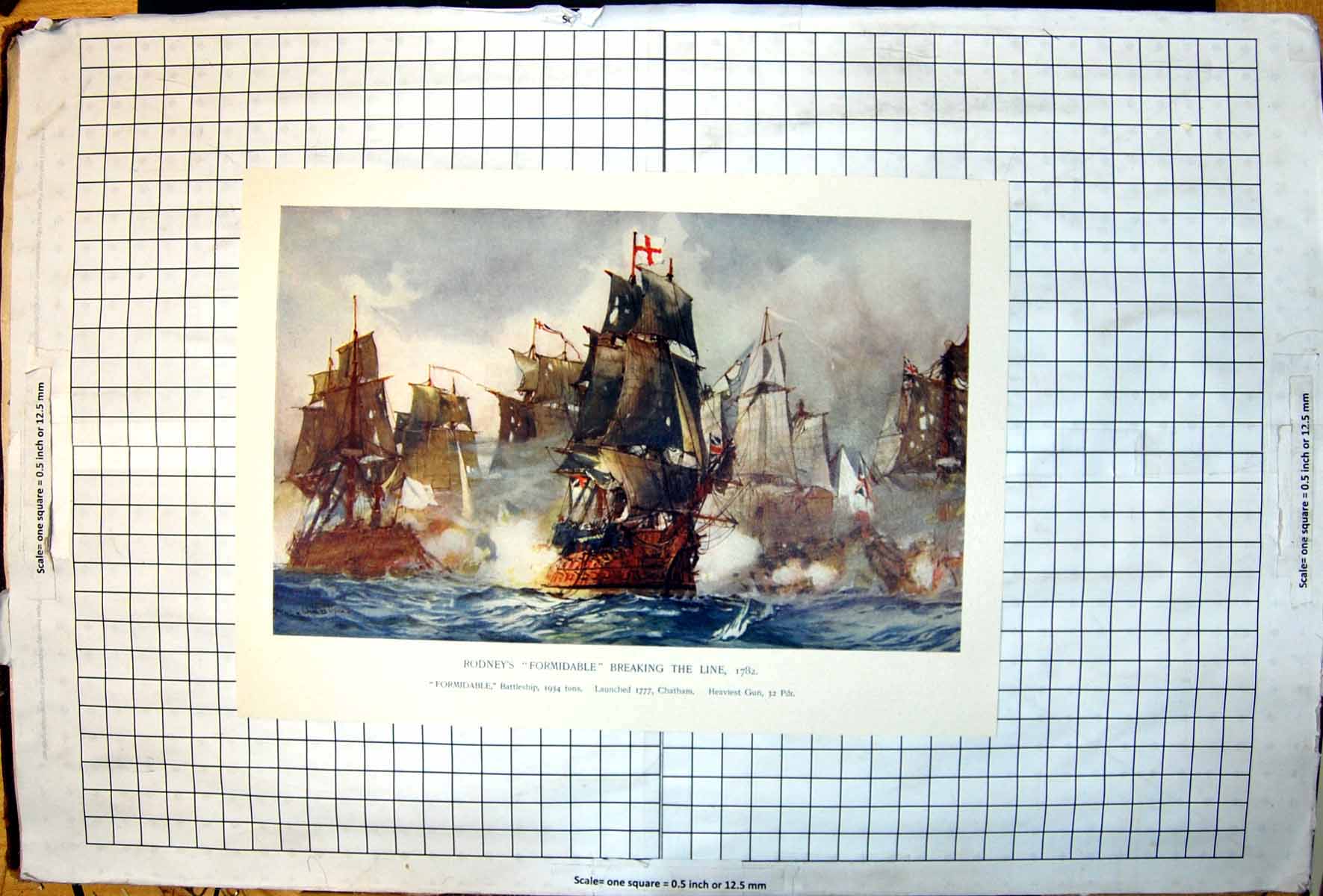 Old Rodneys Formidable Breaking Line Battleship Launched Chatham 1777 18th
