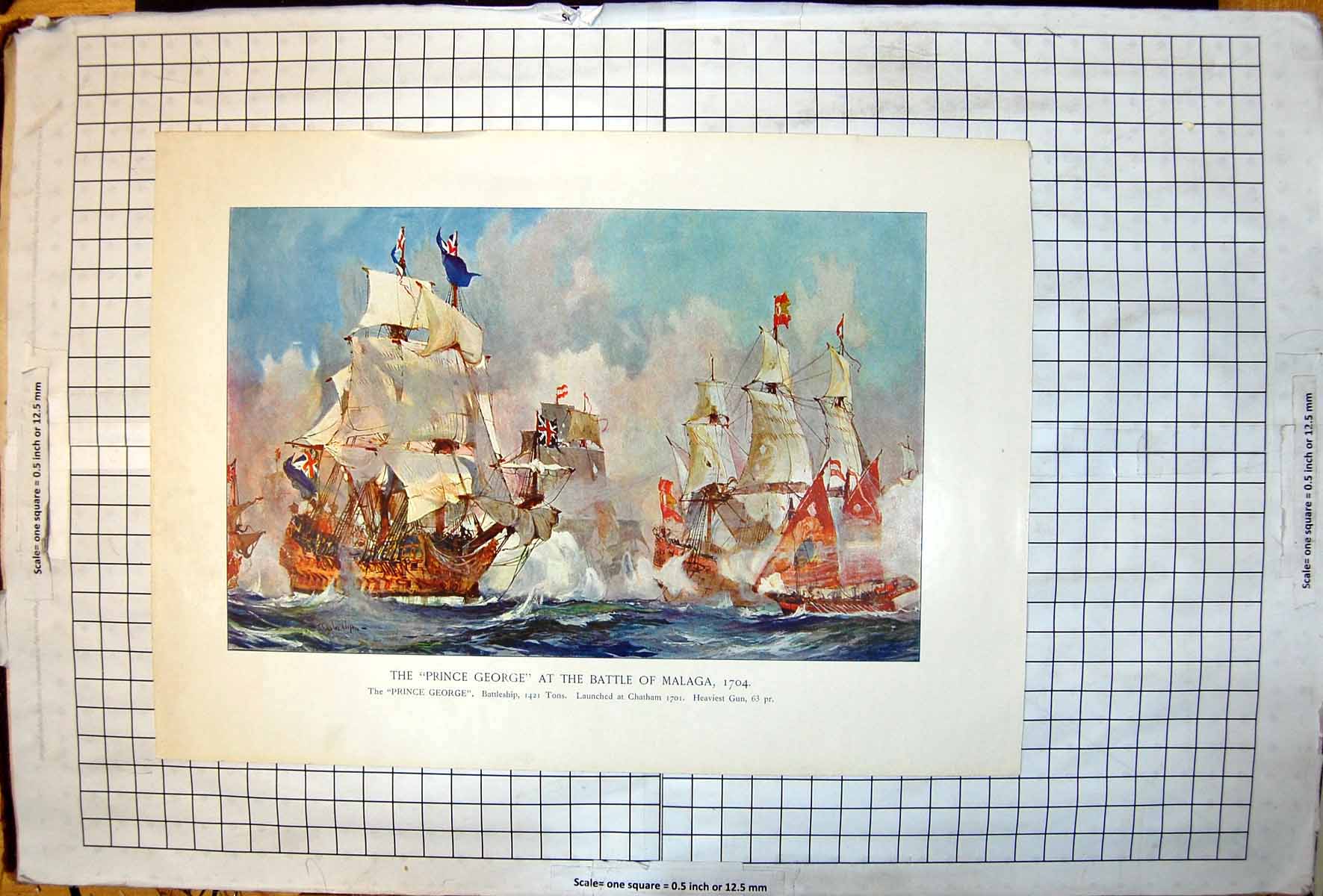 Old Prince George Battleship Battle Malaga 1704 Launched Chatham 1701
