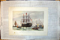 Old Print Queen Battleship Spithead Review 1845 Battleship Launched 1839 19th