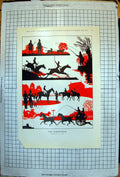 Antique Old Print Corinthians Silhouettes H Oakley Horses Riders 1938Pages