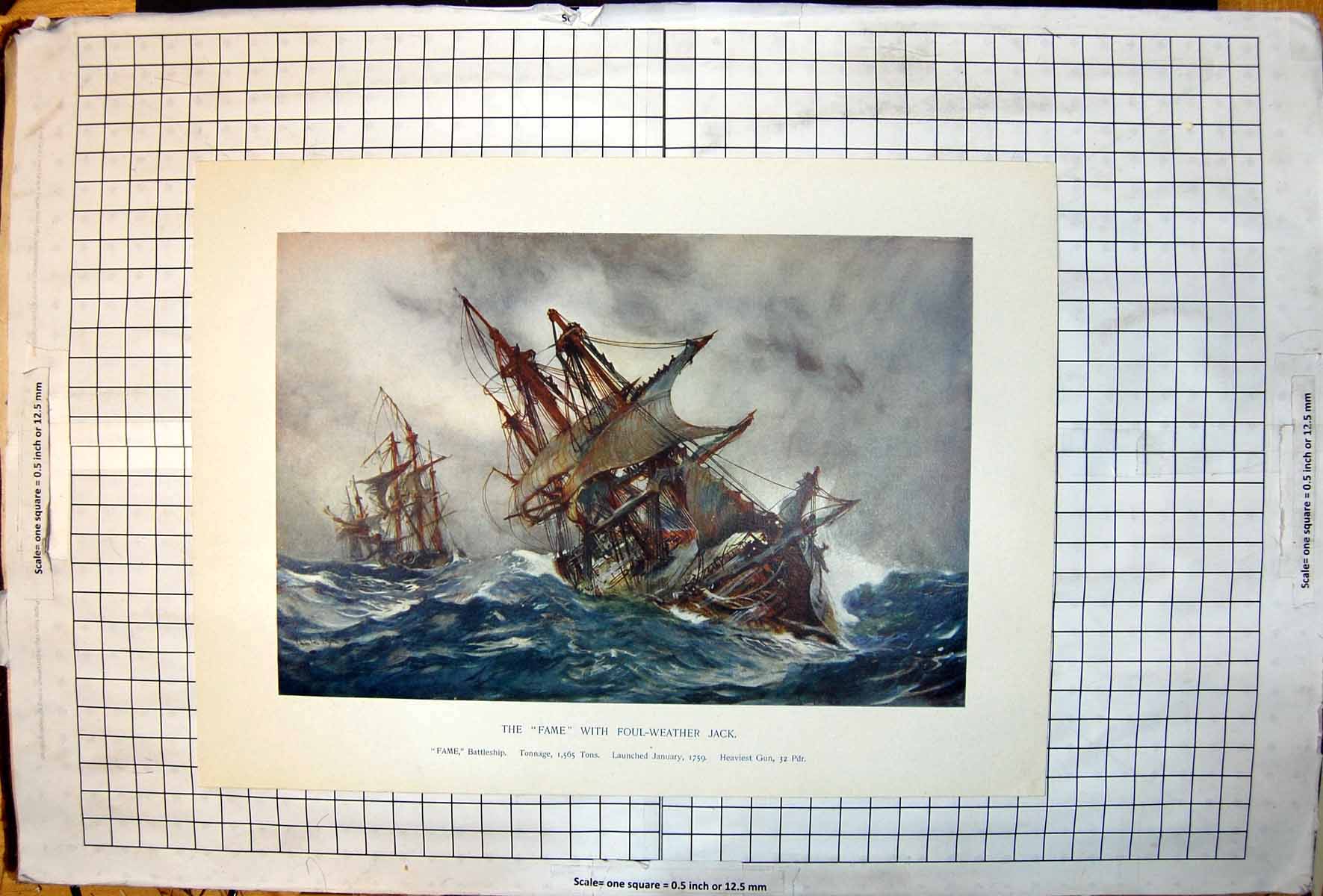 Antique Old Print British Channel Squadron Entering Cherbourg Harbour 1865 19th
