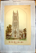 Antique Print Wetherden Church Suffolk Lady Stafford Costesey Park Norfolk