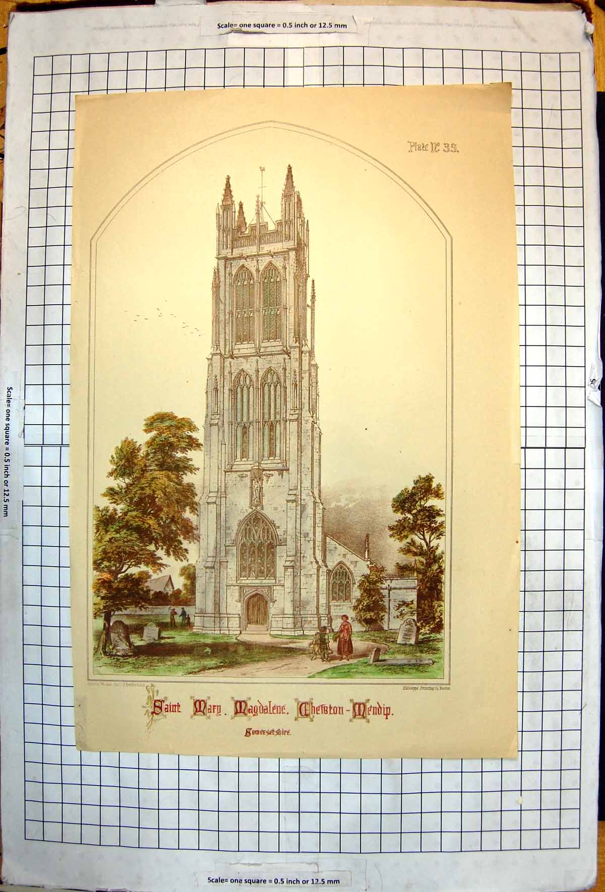 Antique Print Wetherden Church Suffolk Lady Stafford Costesey Park Norfolk