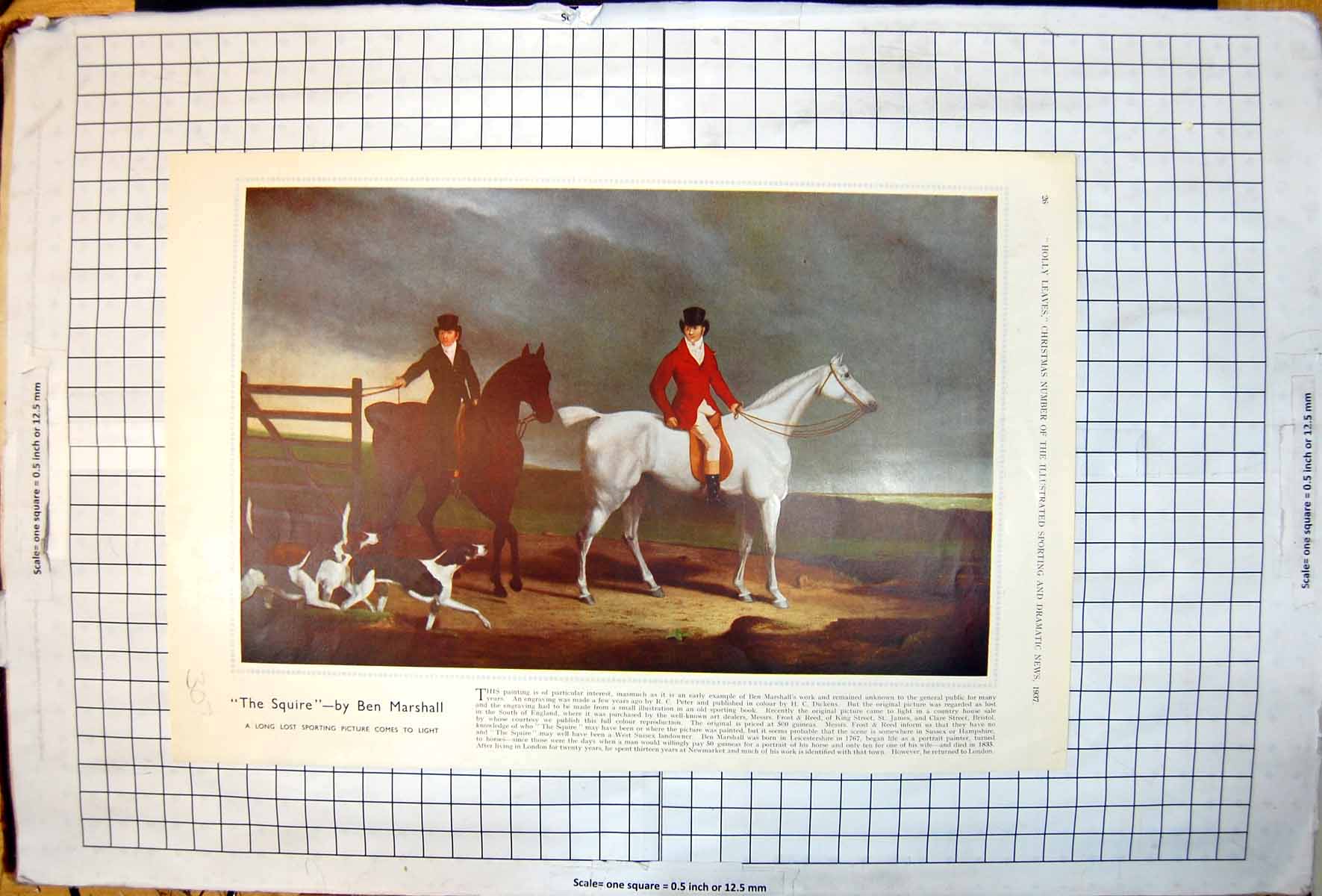 Old Squire Ben Marshall Sport Picture Hunters Hounds Drinking Pub 193 20th