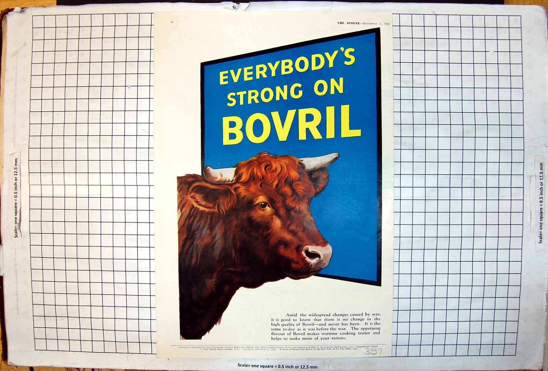 Antique Old Print Bovril Highland Queen Whisky Clydella Service Shirts 1943