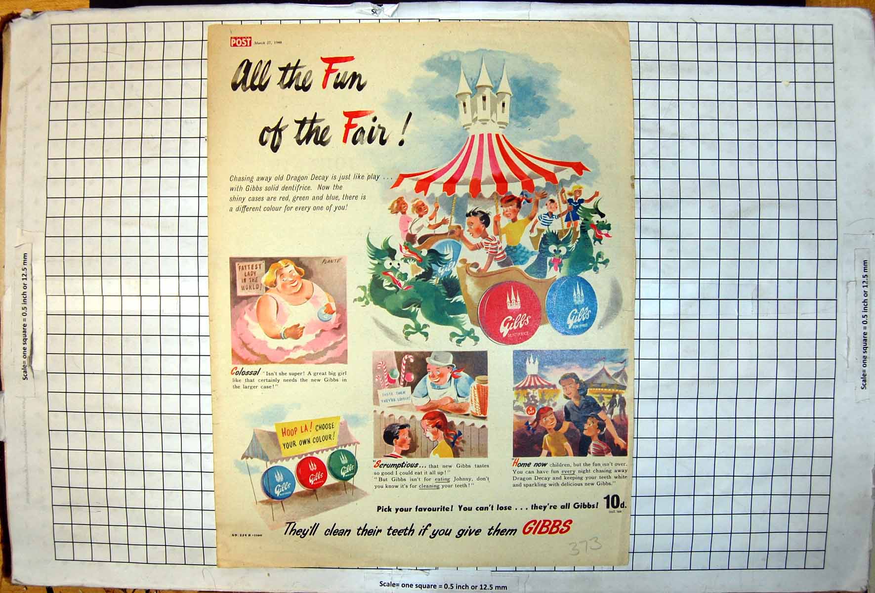 Old Print Gibbs Dentifrice Ino Flakes Wash Everything Shopping Co-Op 1948 20th