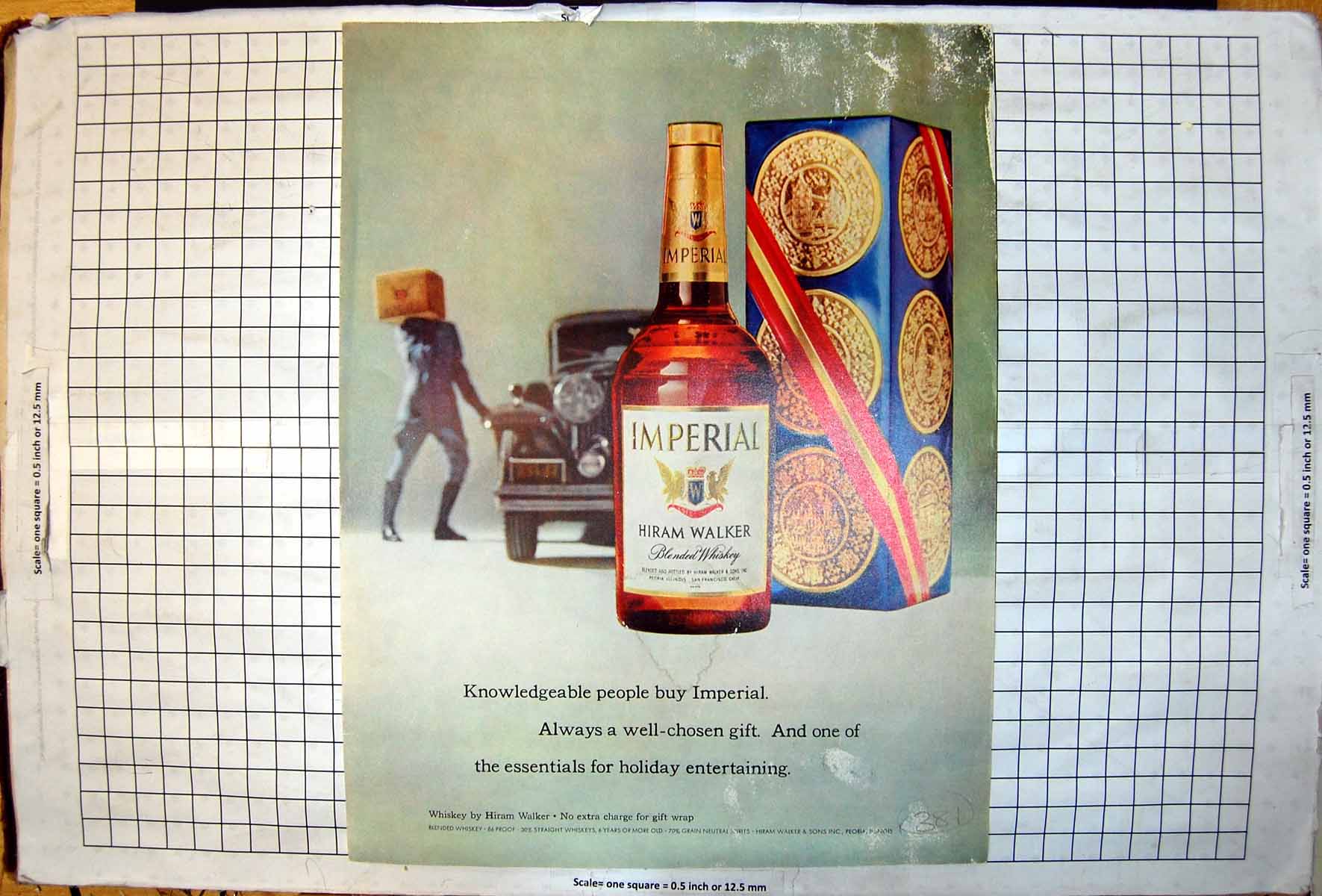 Old Antique Print Imperial Hiram Walker Whisky Bowl With Coke Coca-Cola