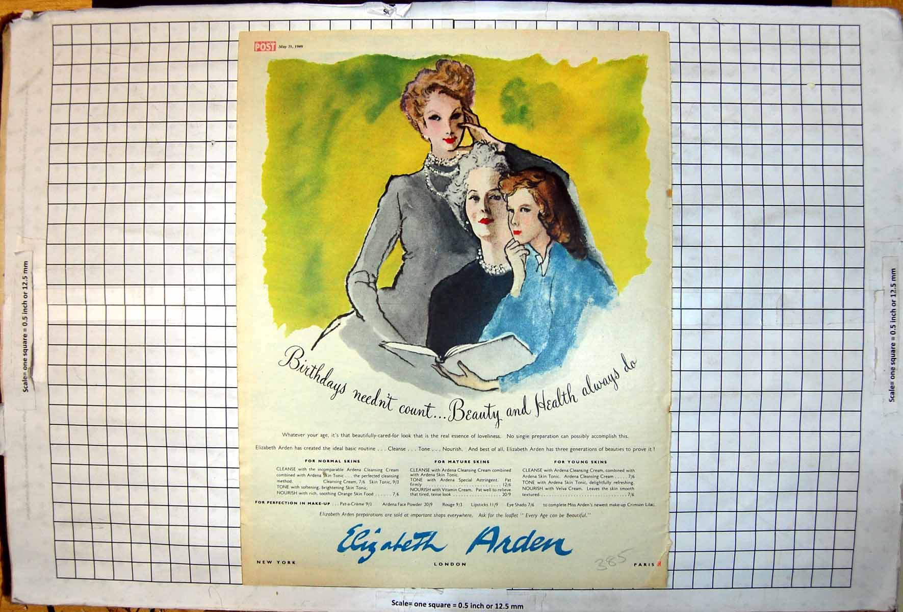 Antique Print Elizabeth Arden Make Up Fairy HousehSoap Du Maurier Cigs 1949