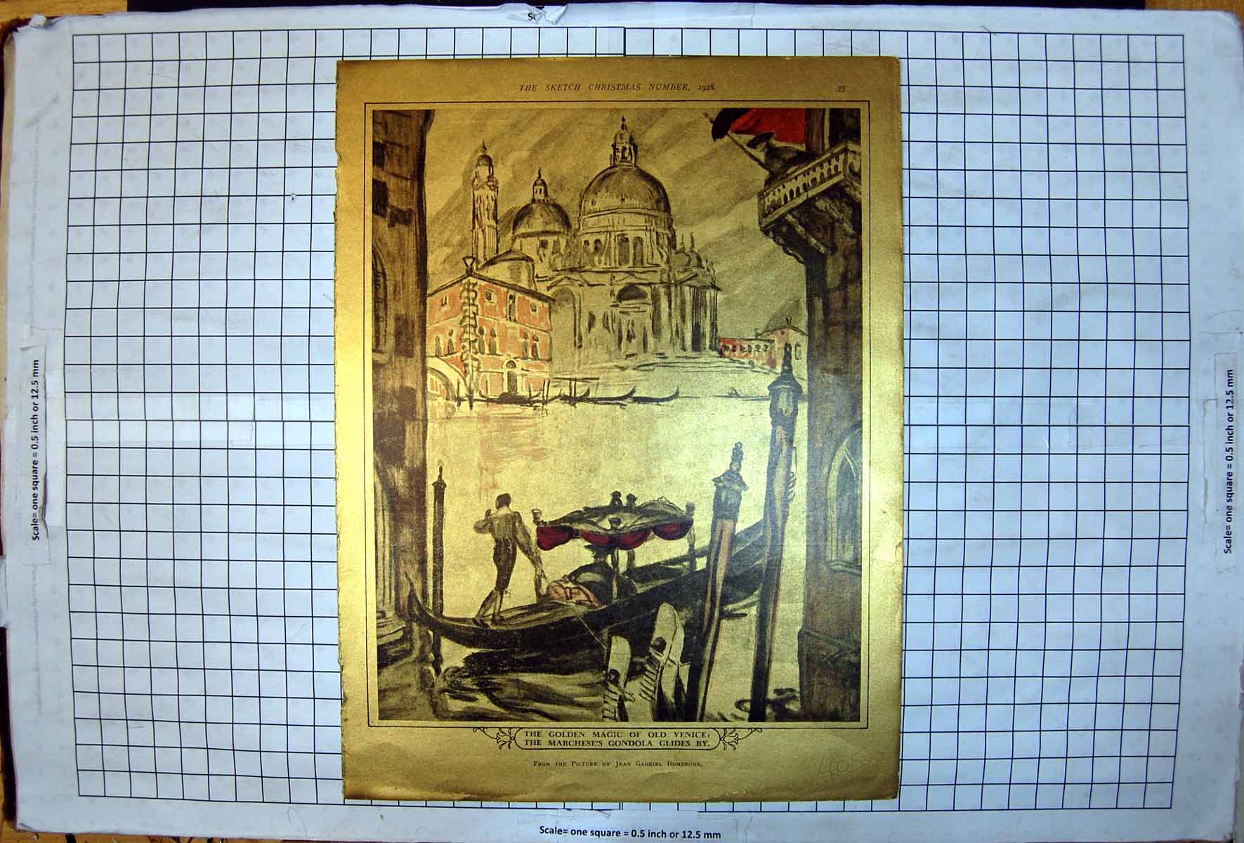 Antique Old Print Gen Magic Venice Marcheses Gondola Charmers Farewell1928 20th