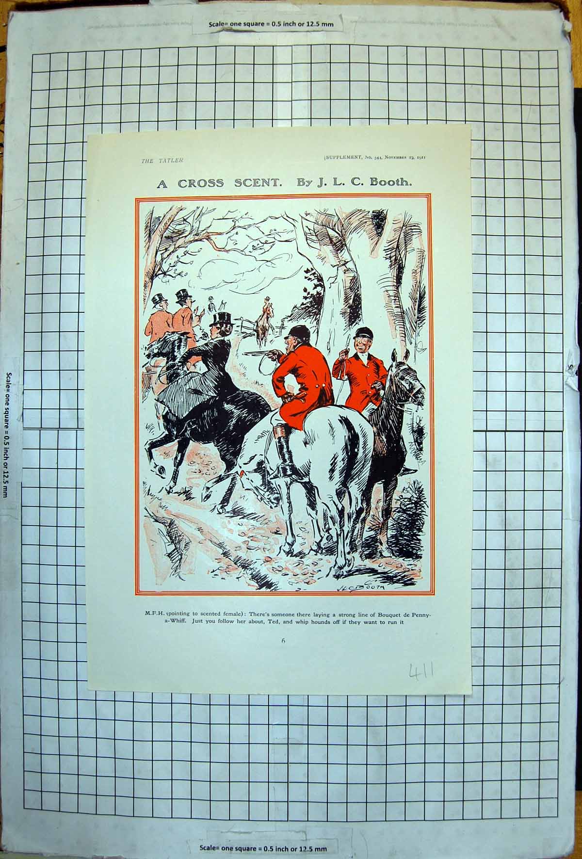 Old Print Cross Scent J Booth Hunting Sad Case Will Owen Man Sticks 1911 20th
