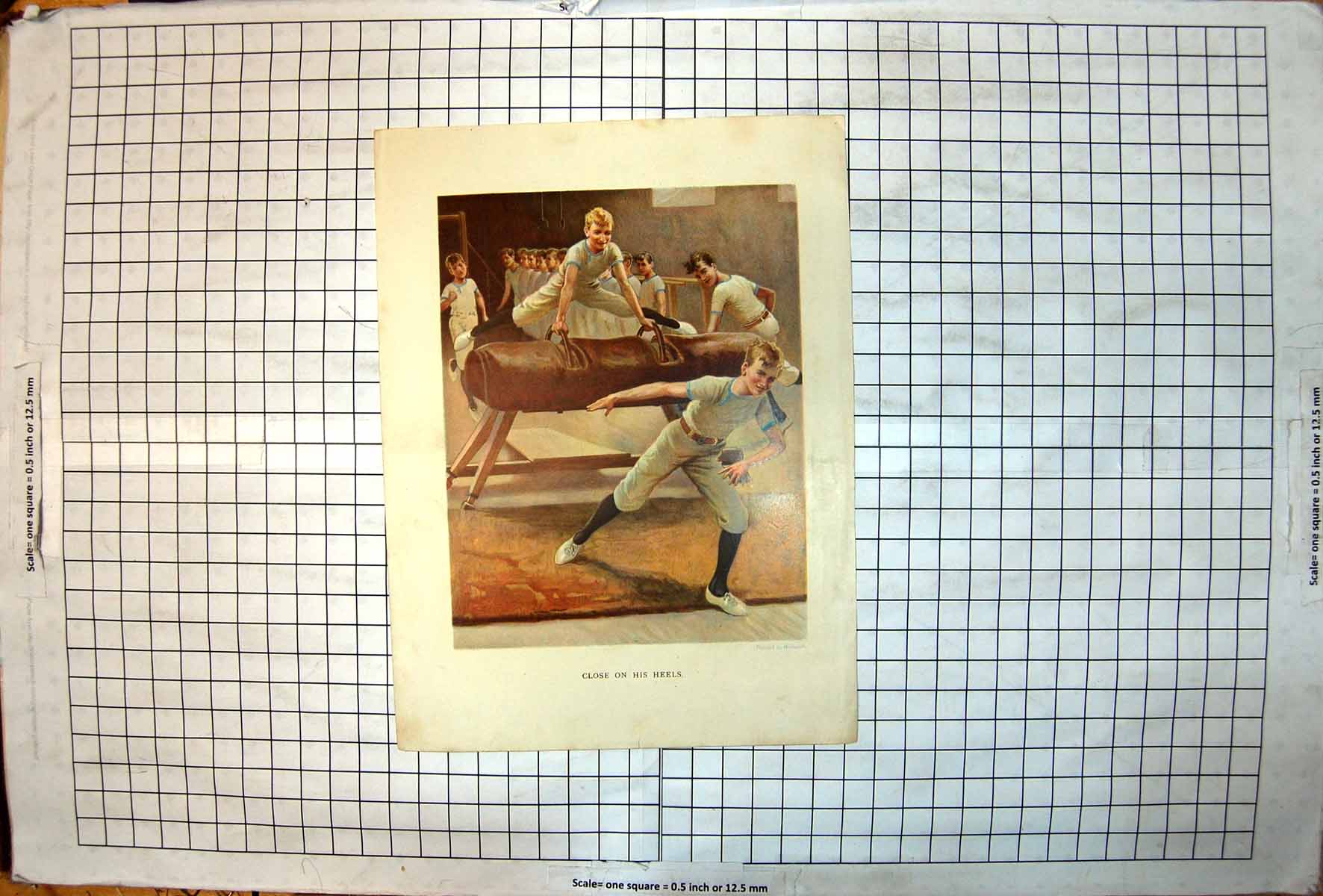 Old Close On His Heels Boys Gymnasium Vaulting Blue White Tops Colour