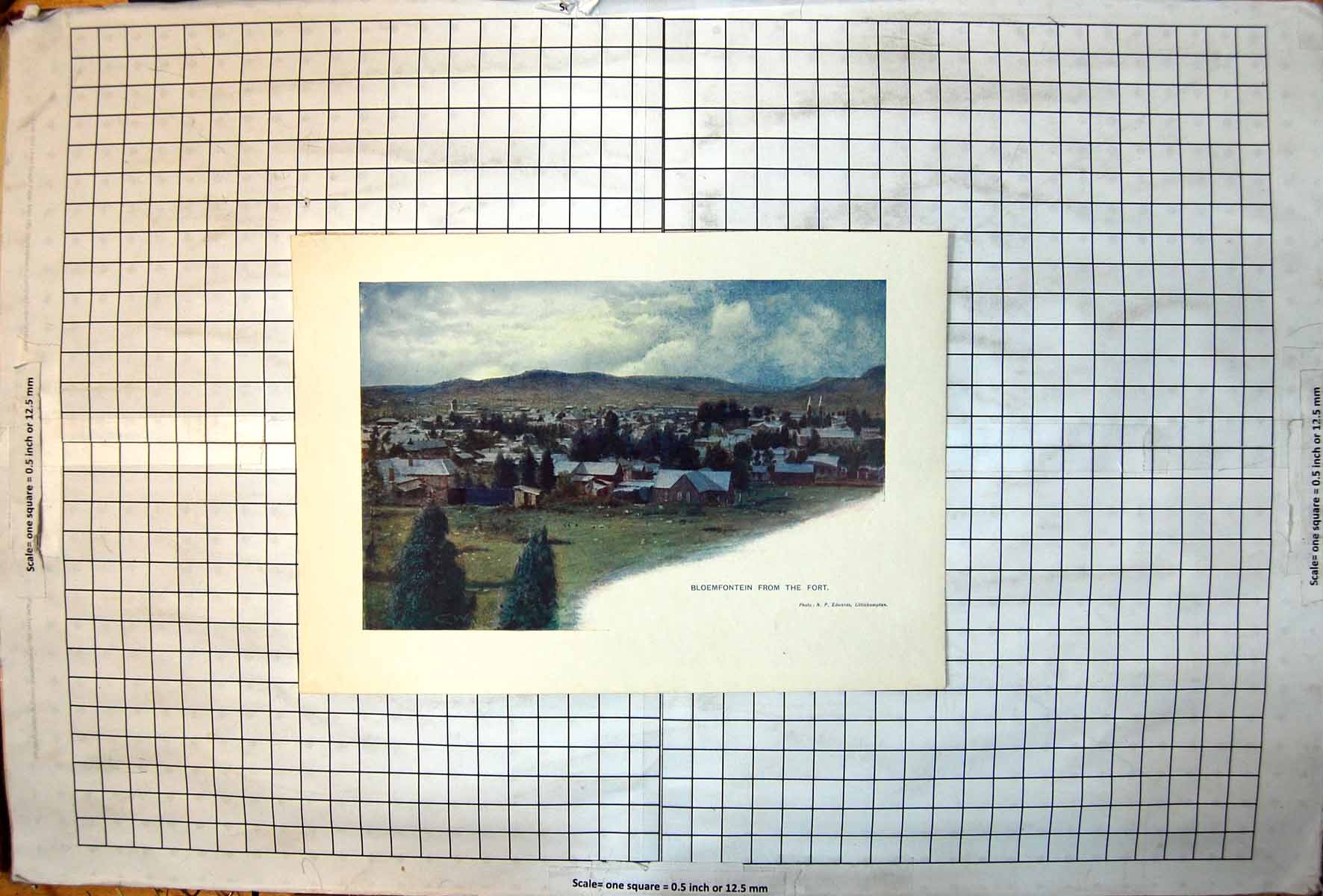 Antique Old Print Bloemfontein From Fort Buildings Trees Countryside Colour