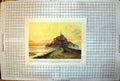 Antique Print Abbey Mont St Michel Across Causeway Sunset Colour Buildings