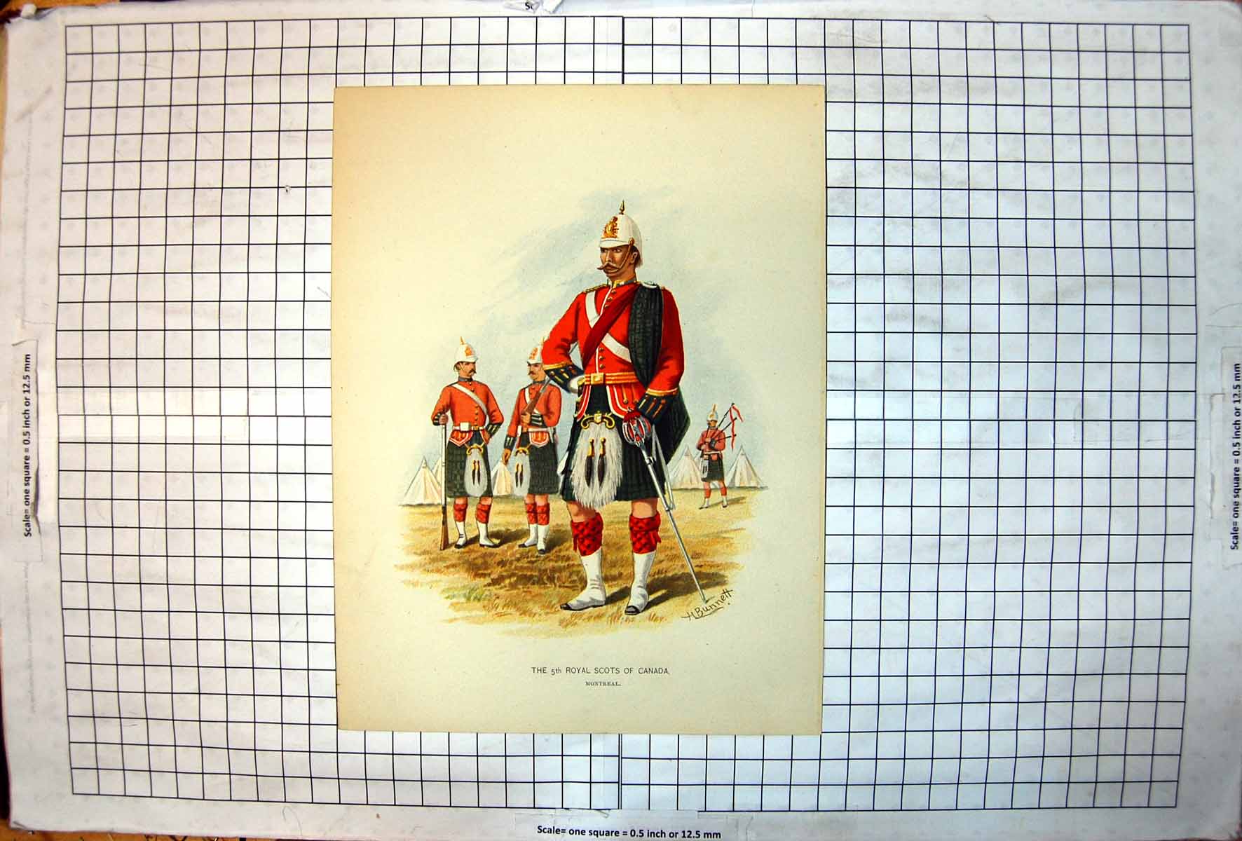Old 5Th Royal Scots Canada Red Jackets Kilts Sporrans H Bunnett C1889