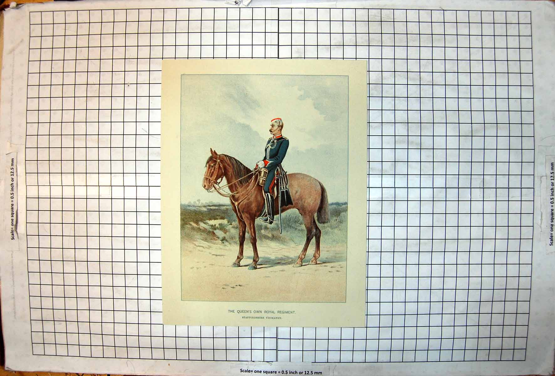 Old Print Queen'S Own Royal Regiment Staffordshire Yeomanry Horse Colour