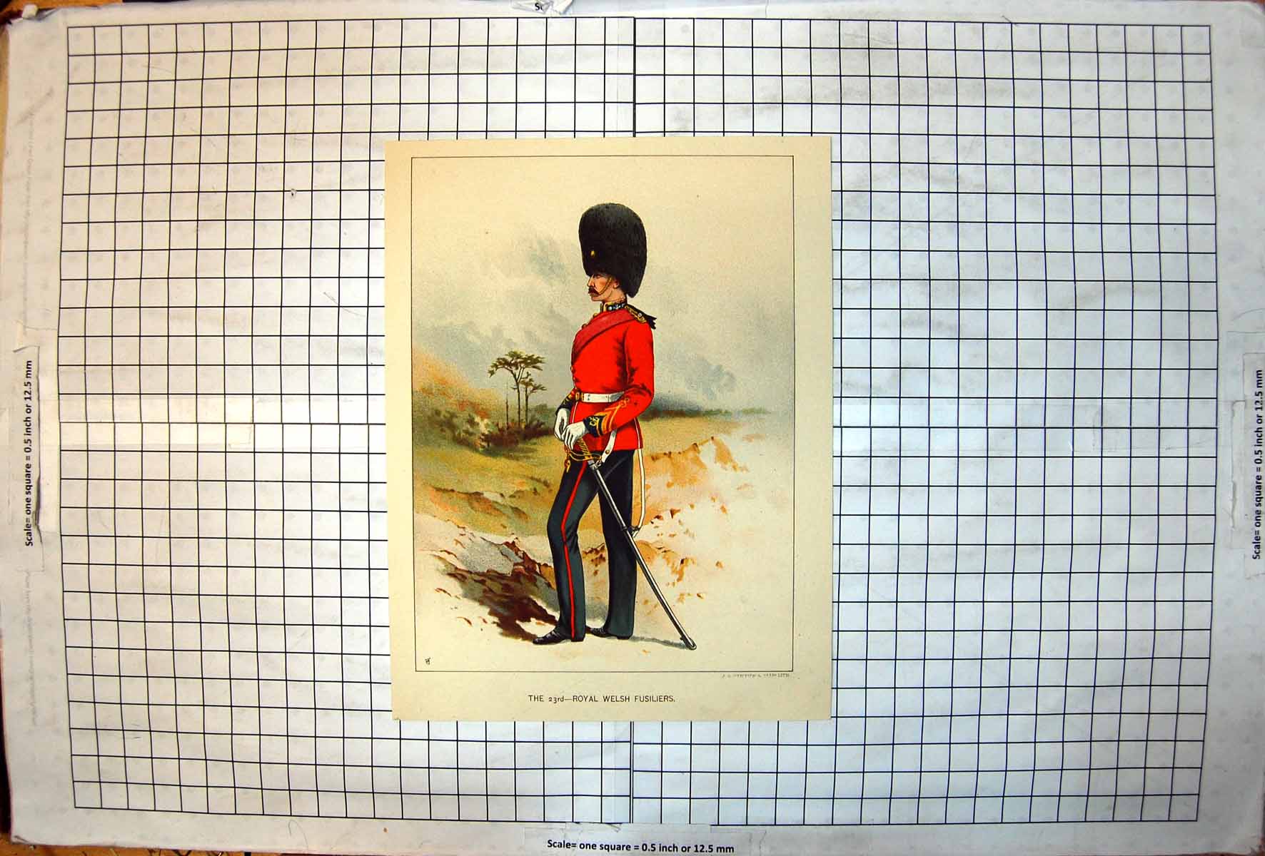 Antique Print 23Rd Royal Welsh Fusiliers Portrait Sier Uniform Colour C1889