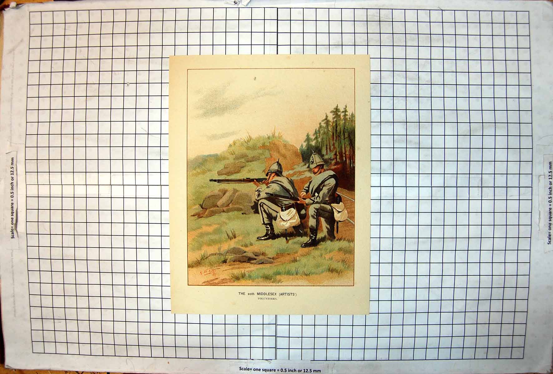 Old 20th Middlesex Artists Volunteers In Action Colour Gd Giles C1889