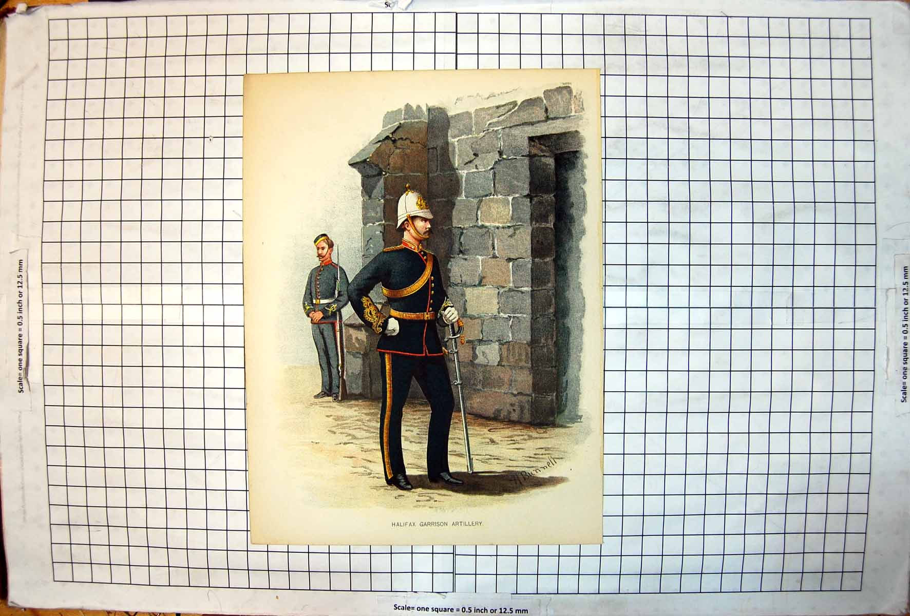 Antique Print Halifax Garrison Artillery H Bunnett Colour Study Siers C1889