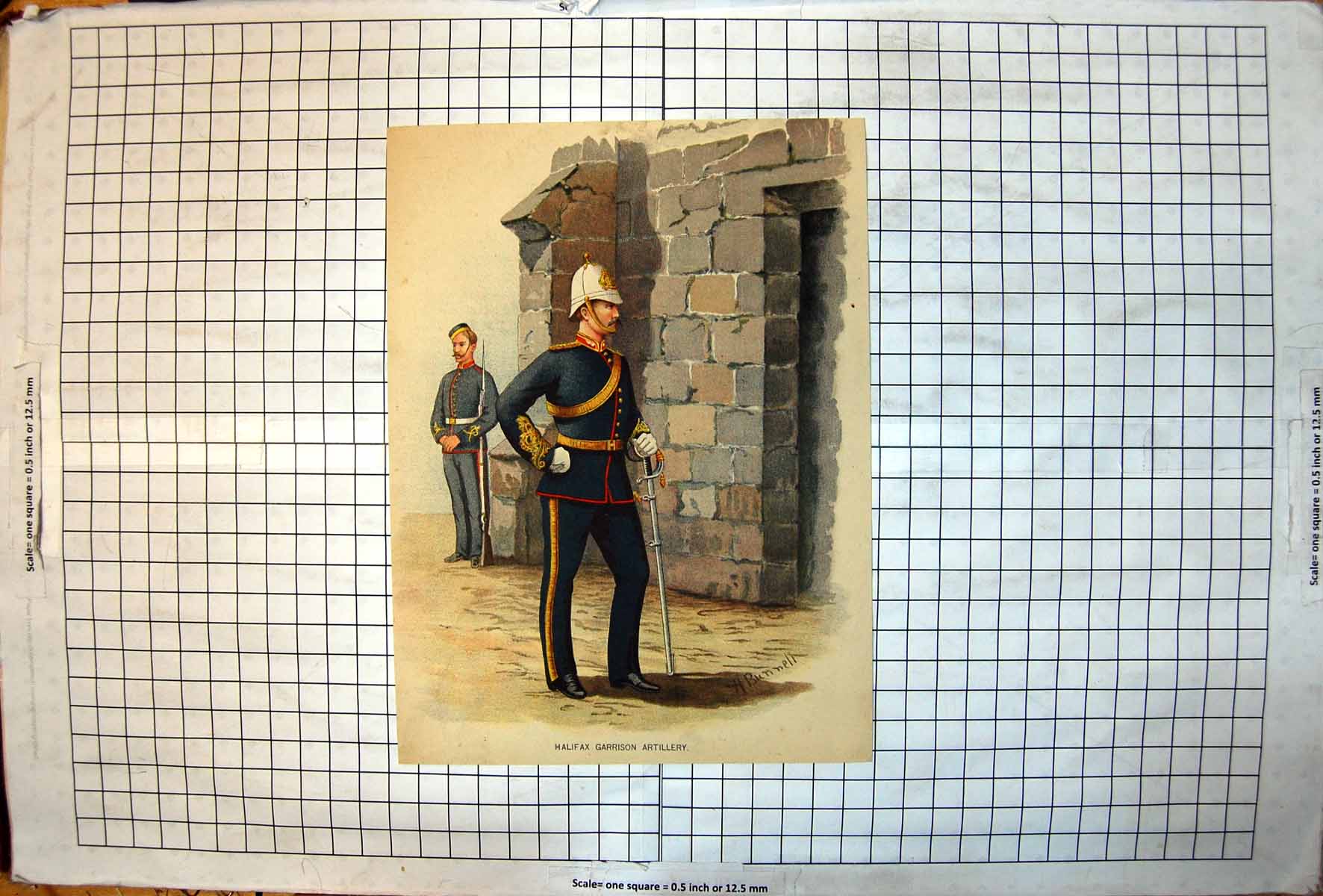 Antique Print Garrison Artillery Halifax H Bunnett Colour Study Siers C1889