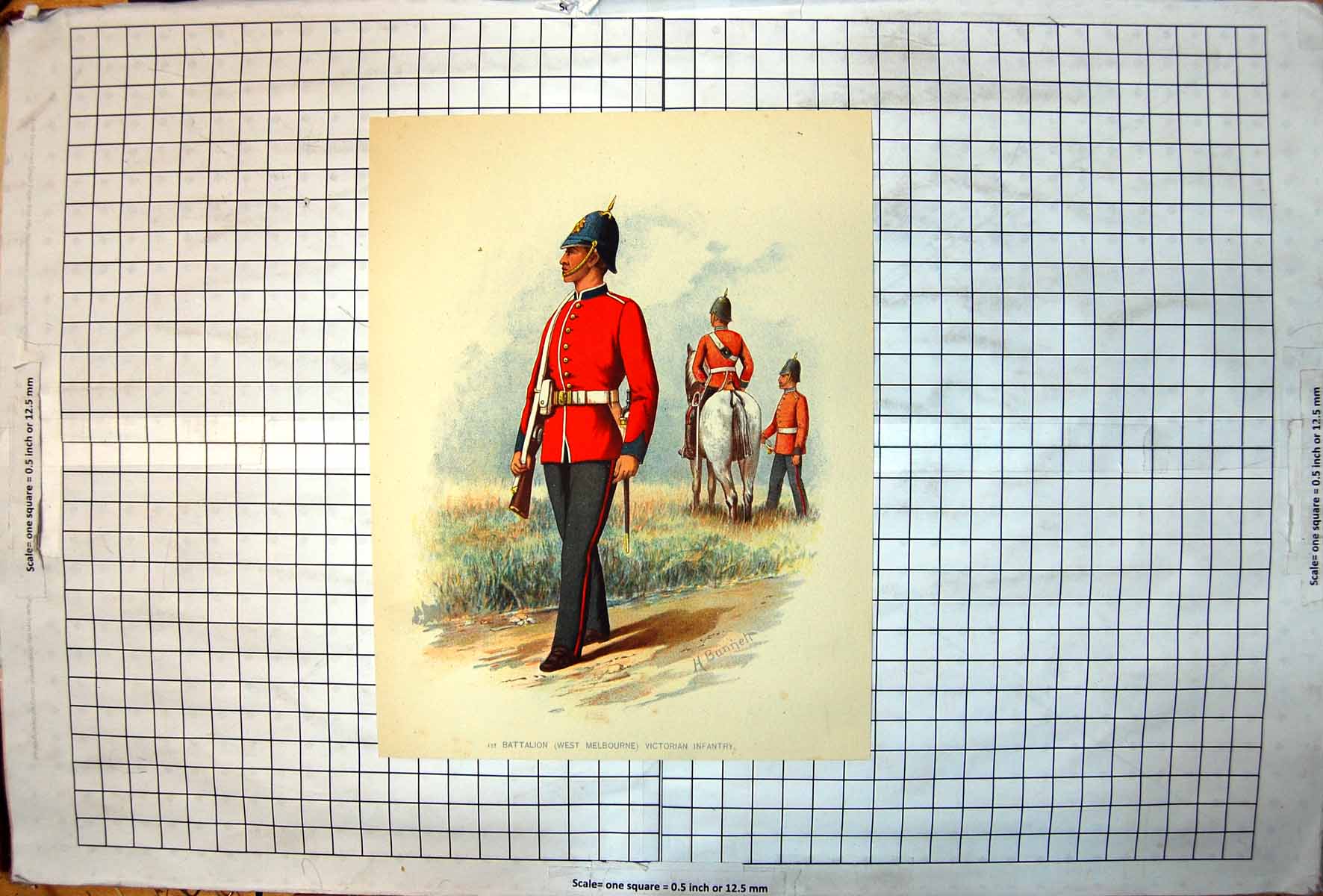 Old Antique Print 1St Battalion West Melbourne Infantry H Bunnett C1889