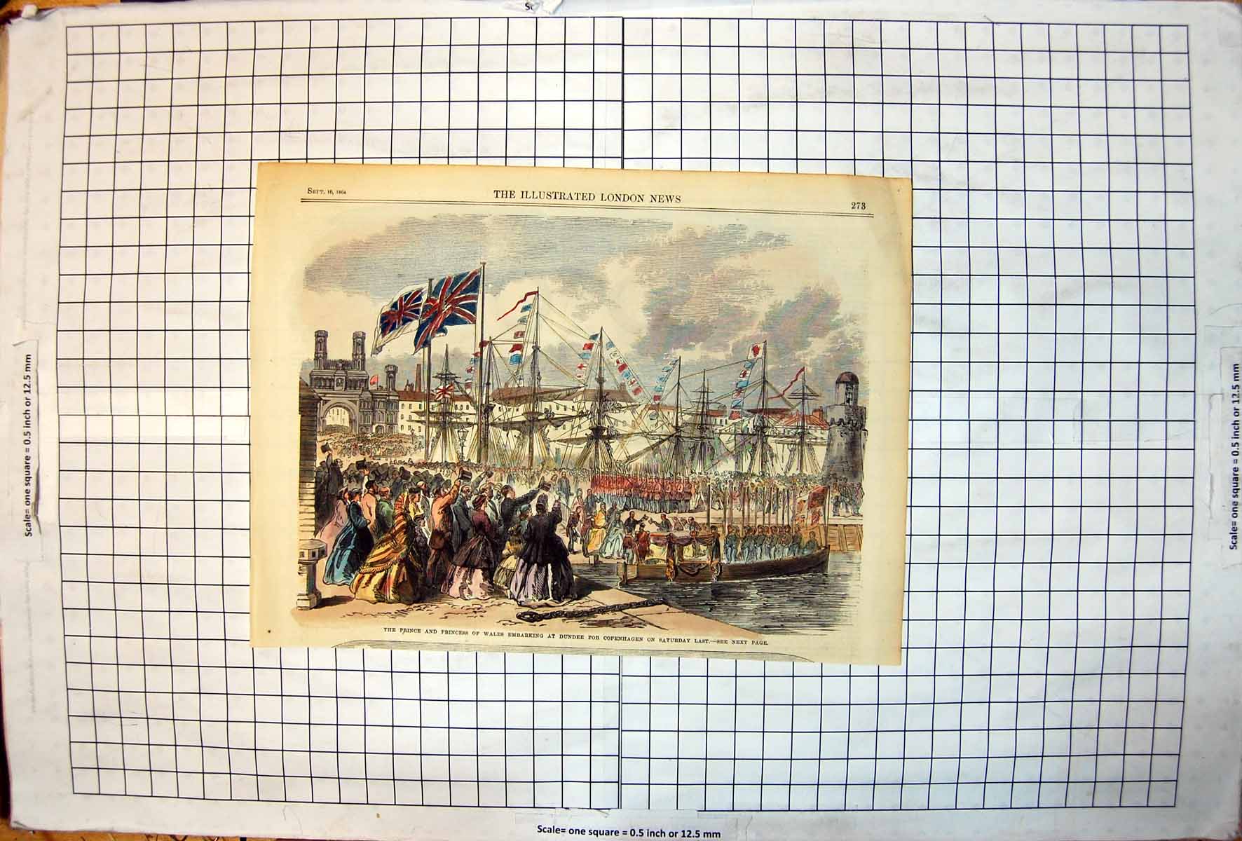 Old Prince Princess Wales Embarking Dundee For Copenhagen Colour 1864 Victorian