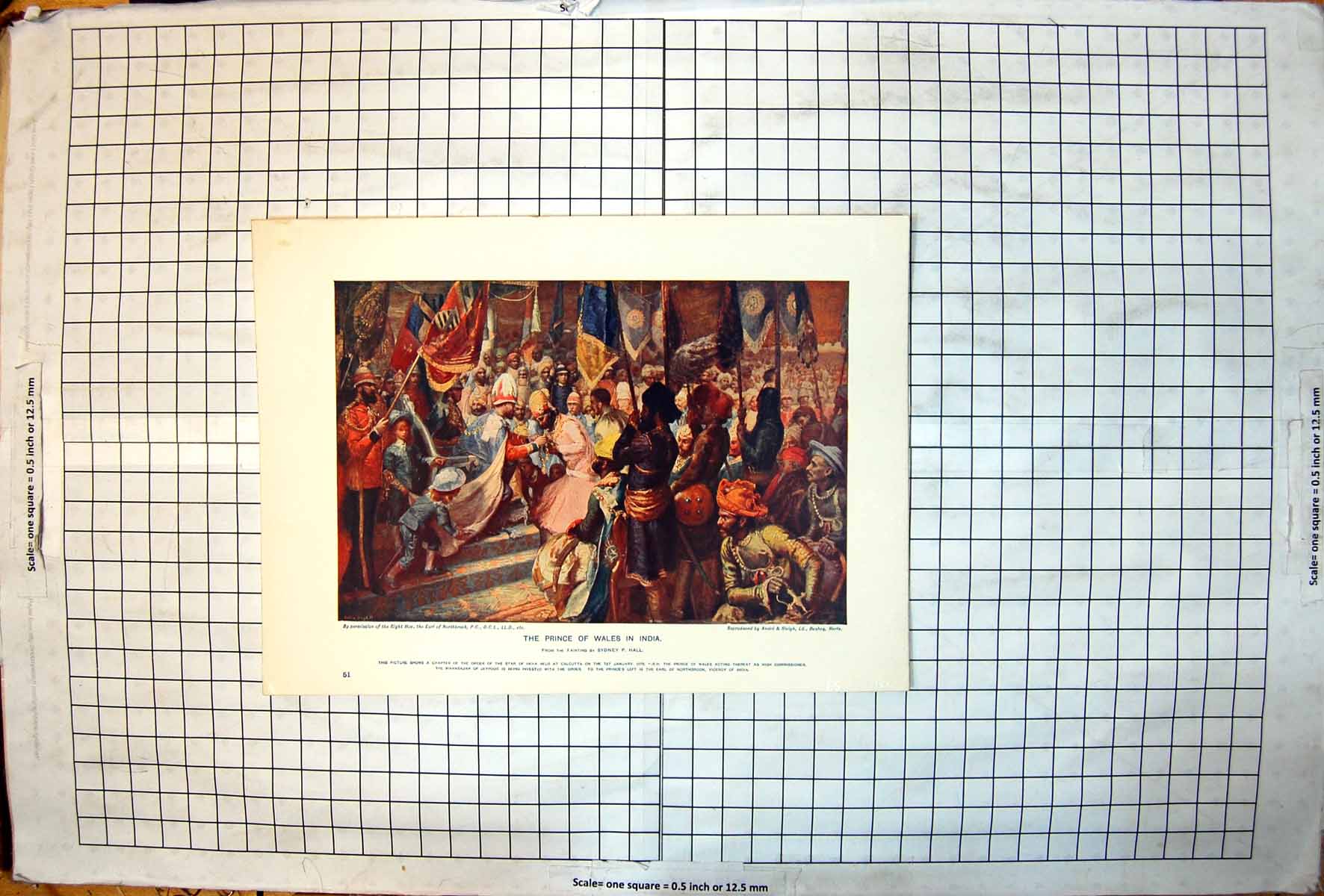 Old Print Prince Wales India From Painting Sydney P Hall Order Star C1901 20th