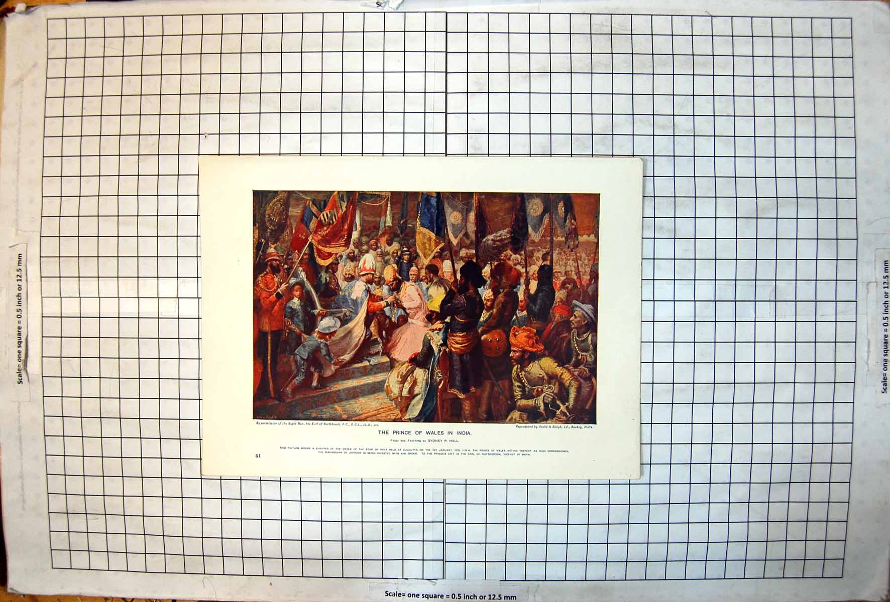 Old Print Prince Wales India From Painting Sydney P Hall Order Star C1901 20th