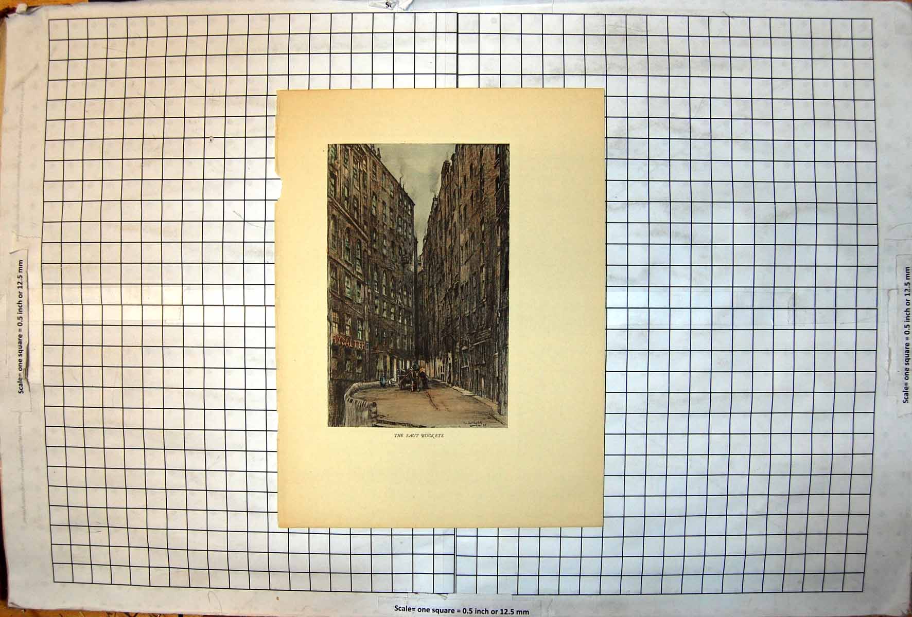 Antique Old Print The Saut Buckets Salt Edinburgh After Lumsden Dry Salters