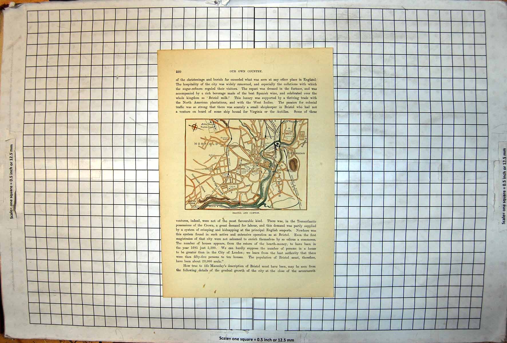 Old Bristol And Clifton Map Showing Railway Lines River Avon Streets