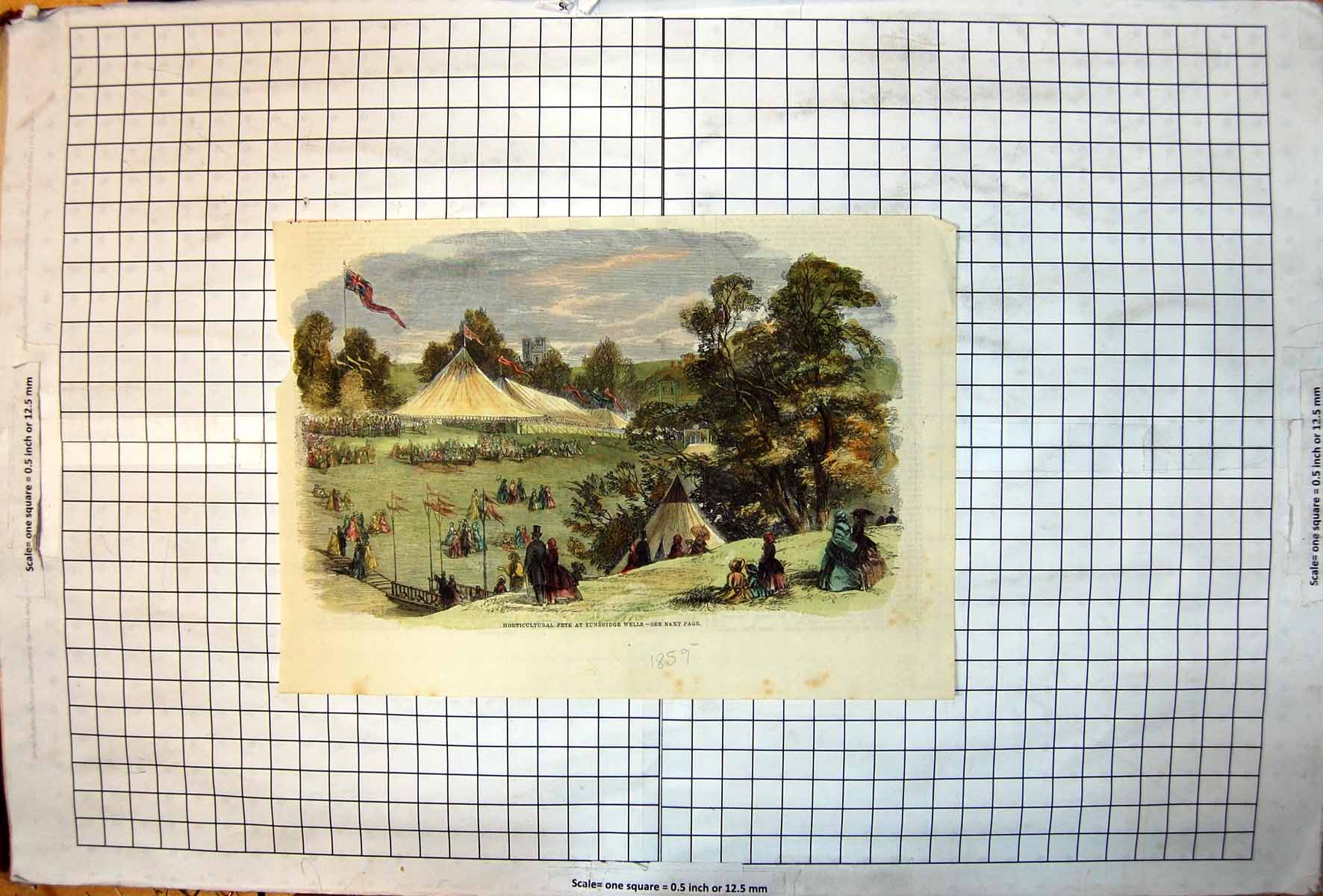 Old Horticultural Fete Tunbridge Wells Marquees Visitors Colour 1859 Victorian