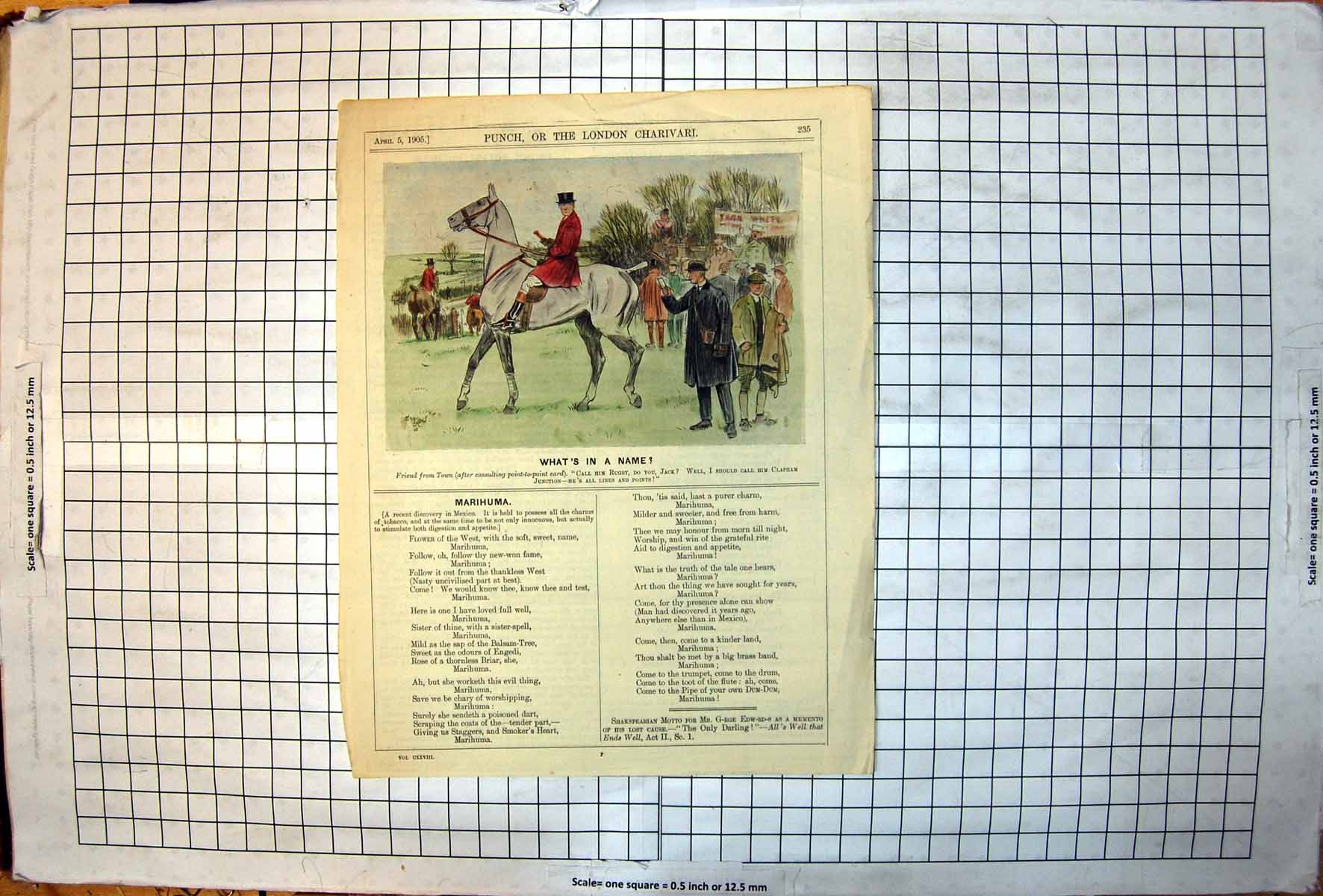Old Print Whats In A Name Punch Cartoon Horse Point To Point Colour 1905 20th