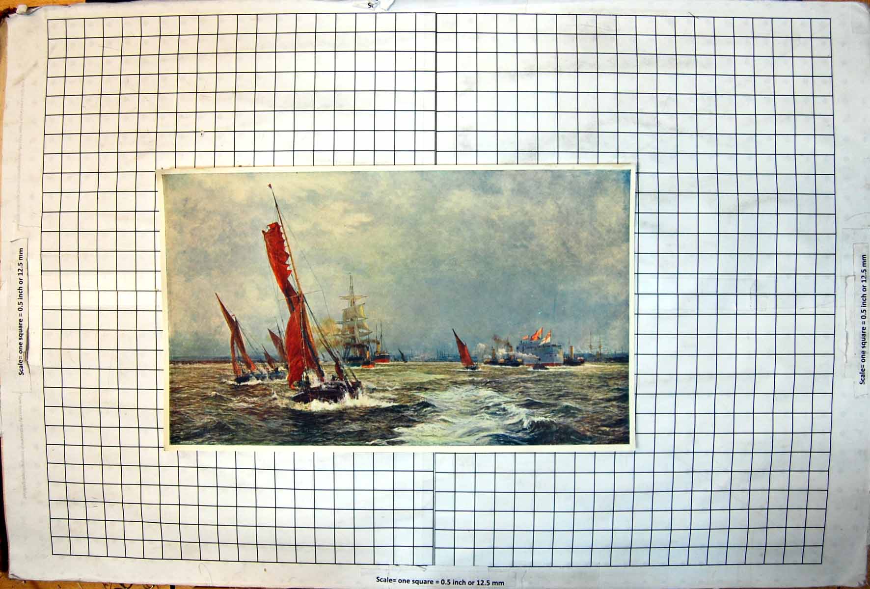 Old Antique Print Comnace Sea Power WL Wyllie Sail Boats Ships Steamboats