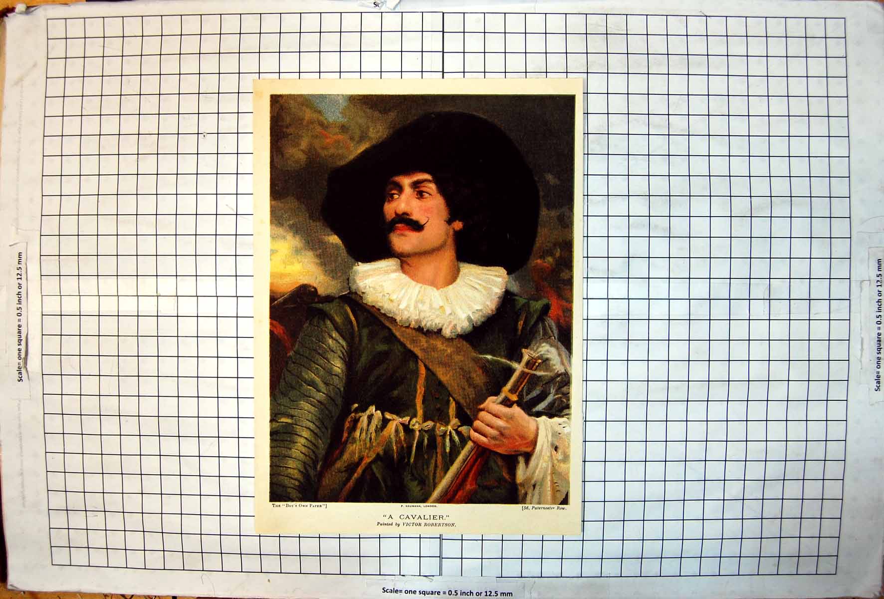 Old Cavalier From Painting Victor Robertson Large Hat Ruff Collar 1897 19th