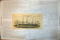 Antique Old Print City Manchester Screw Steamer Four Masts At Sea Colour 1851
