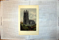 Antique Old Print Wrexham Church Tower Arched Doorway Windows Trees Buildings