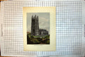 Antique Old Print Wrexham Church Tower From The South West Trees Graveyard