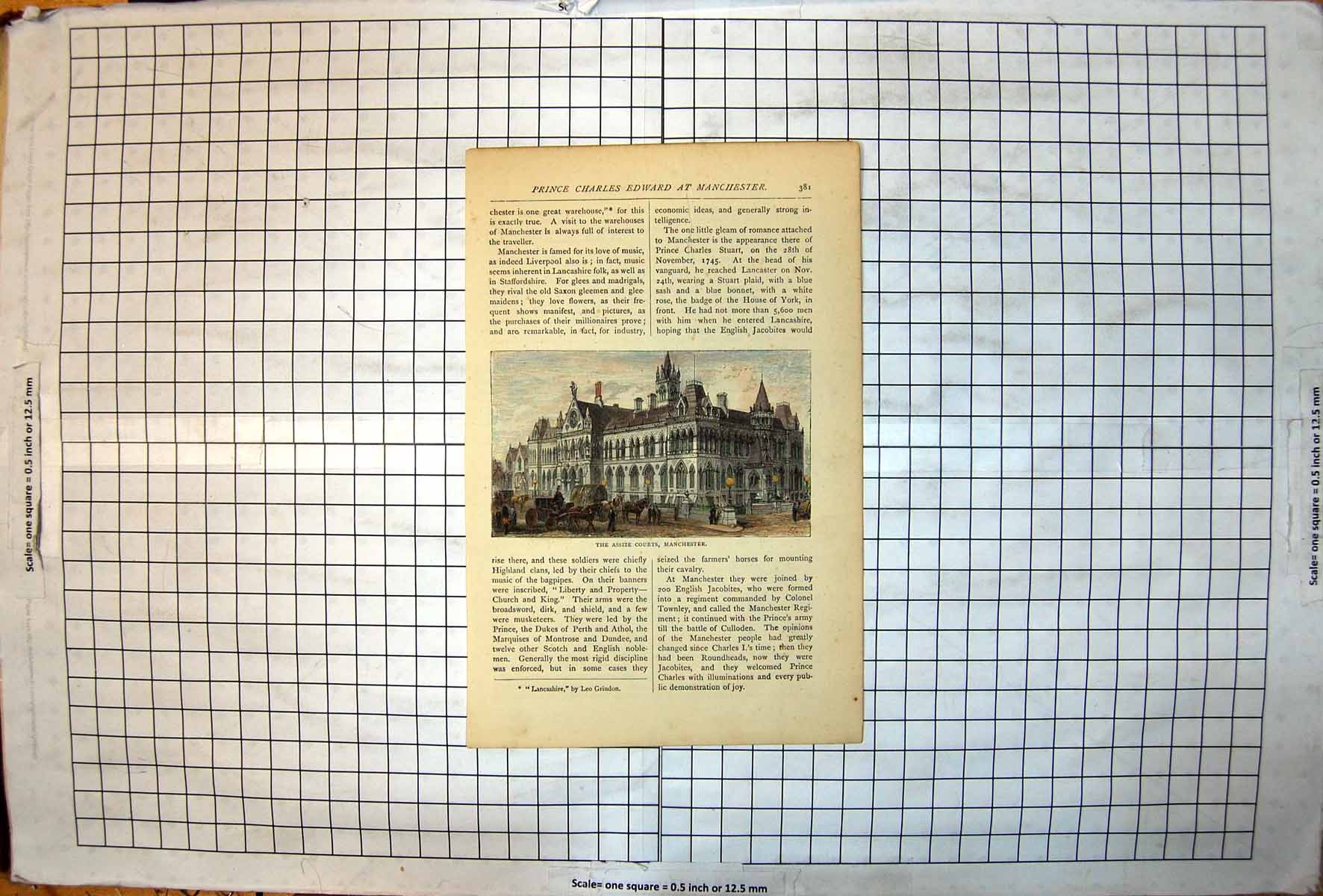 Antique Old Print Assize Courts Manchester Street Lighting Horses Carriages