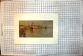 Antique Print Waterside Sunset Buildings Soft Glow Boats Reflections Ships