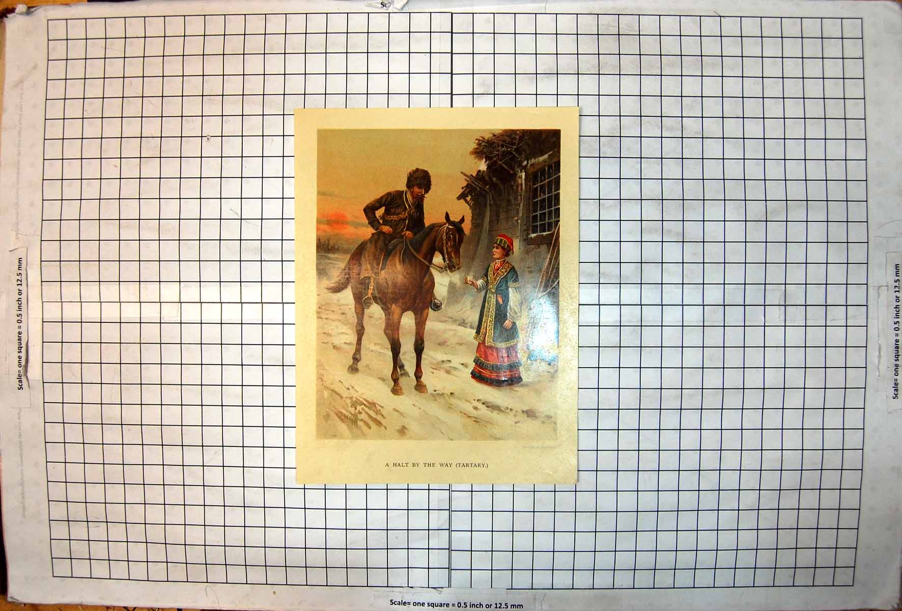 Old Print Halt By The Way Tartary Man Horseback Woman Offering Drink 1904 20th
