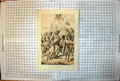 Antique Old Print Kaffir War Dance Spears Shields Feathered Headbands Huts