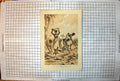 Antique Old Print African Women Hoeing And Pounding Grain Baskets Grind Stone