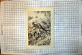 Old Print Leopard Attacking Native African Near Hut Gun Set Up On Ground