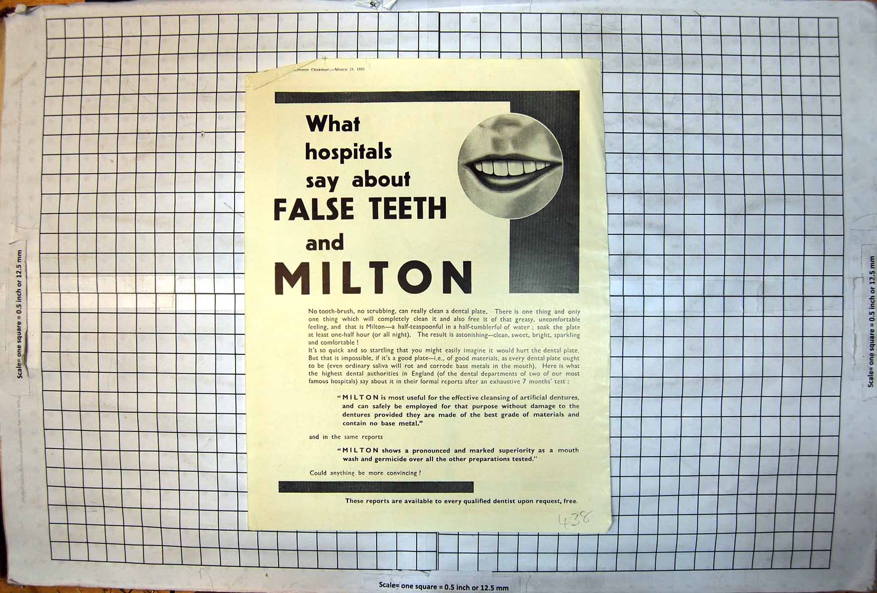 Antique Print Adverts What Hospitals False Teeth Milton Sanderson Wallpaper