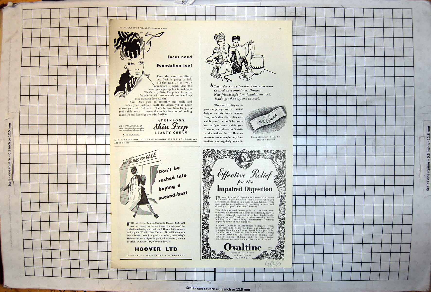 Old Print Adverts Ovaltine Hoover Braemar Dunlop Tyres Holyhead Road 1946 20th