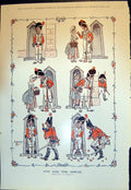 Old Vintage Print Holly Leaves Eve And Apples H M Brock Sier Guard 1933 20th