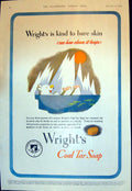 Old Wrights Coal Tar Soap Kind Bare Skin See How Clean It Keeps 1945 20th