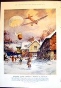 Antique Print Air Minded Father Christmas Presents Parachute C Turner 1938 20th