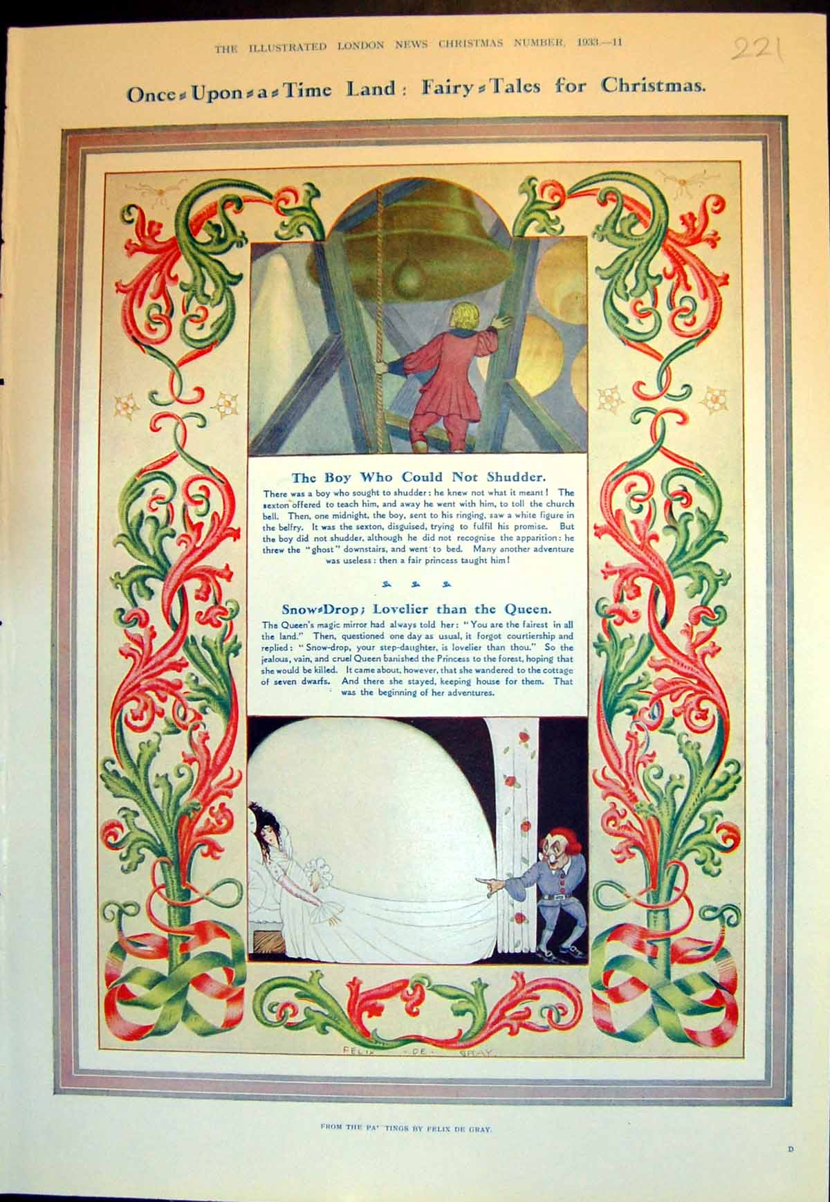 Antique Print Fairy Tales Christmas Boy Could Not Shudder Strong Hans 1933 20th