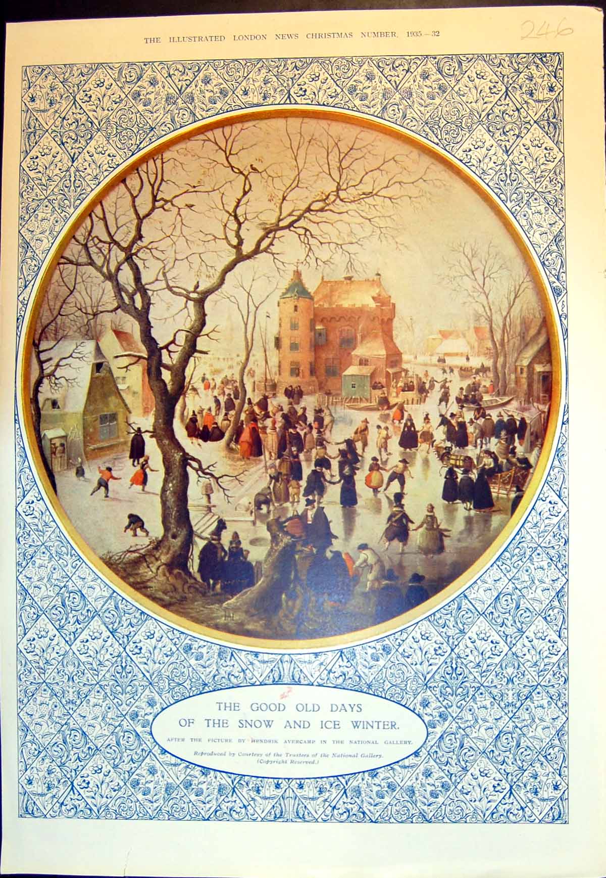 Antique Print Good Days Snow Ice Winter Covenanter Hid Bones Ancestors 1935